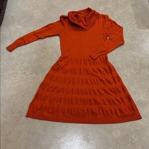Pura Vida Orange Sweater Dress with Cowl Neck Long Sleeve
